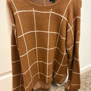 Brown Grid Pattern Sweater